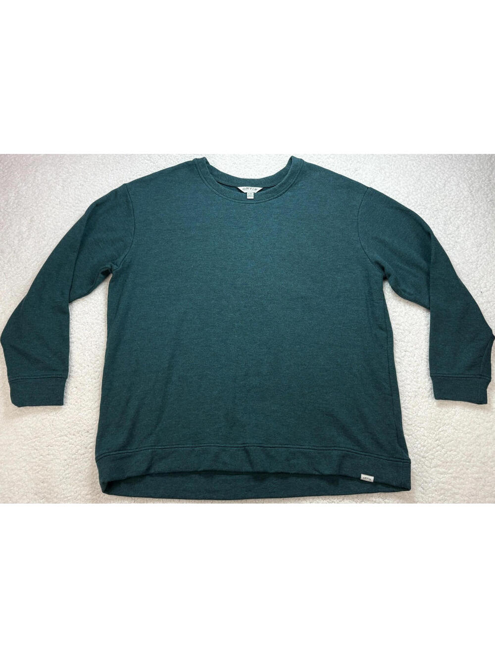 Orvis Crew Neck Sweater Men's XL Green Long Sleeve Cotton Knit Casual